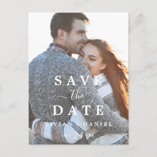 ミニマル写真テンプレート日付の保存 インビテーションポストカード