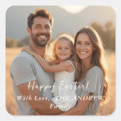 ミニマル写真ハッピーイースター春 スクエアシール (正面)