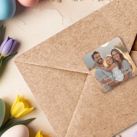 ミニマル写真ハッピーイースター春 スクエアシール