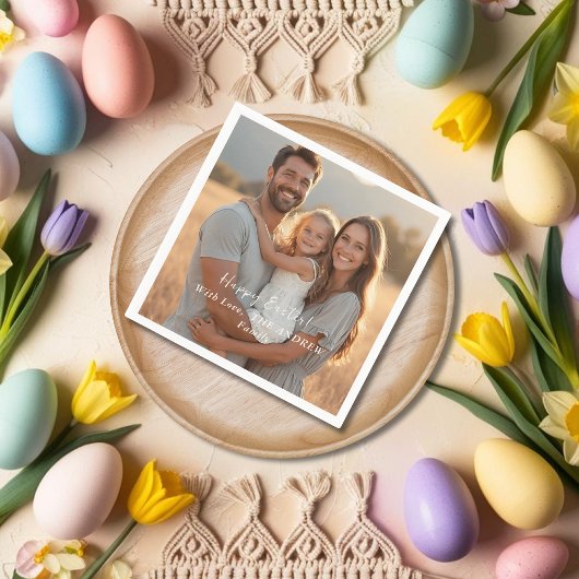 ミニマル写真ハッピーイースター スタンダードカクテルナプキン