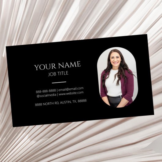 ミニマル写真フォトプロフェッショナルモダンブラック 名刺