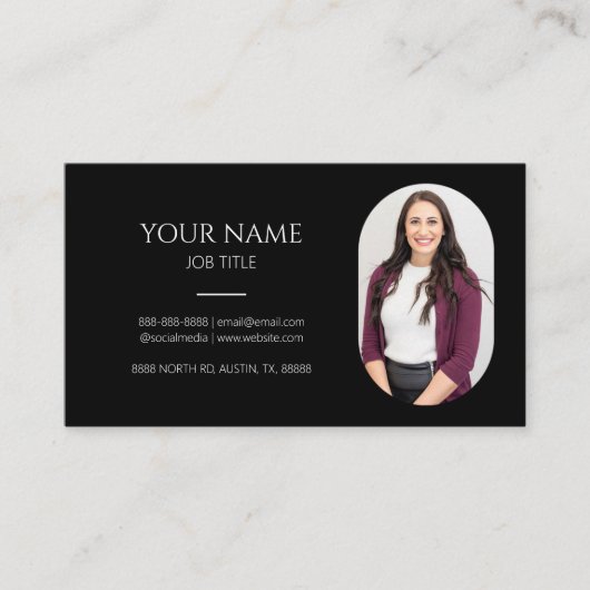 ミニマル写真フォトプロフェッショナルモダンブラック 名刺 (正面)