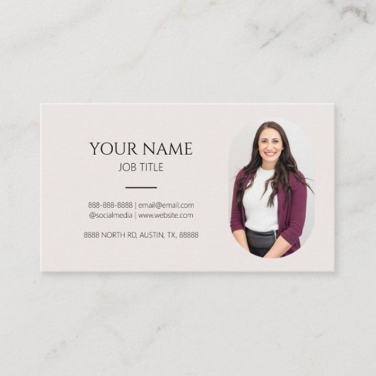 ミニマル写真フォトプロフェッショナルモダンベージュ 名刺 (正面)