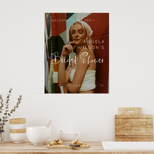 ミニマル写真ブライダルシャワーウェルカムサイン ポスター (キッチン)