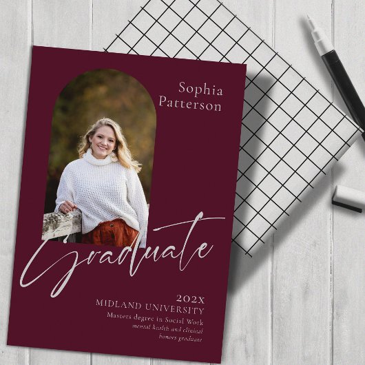 ミニマル写真ブルゴーニュグレイ 案内状