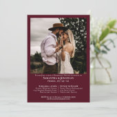 ミニマル写真ブルゴーニュ結婚のリハーサルディナー 招待状 (スタンド正面)