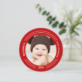 ミニマル写真ベビー初めてのクリスマス カード (スタンド正面)