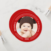 ミニマル写真ベビー初めてのクリスマス カード (正面/裏面インサイチュ)