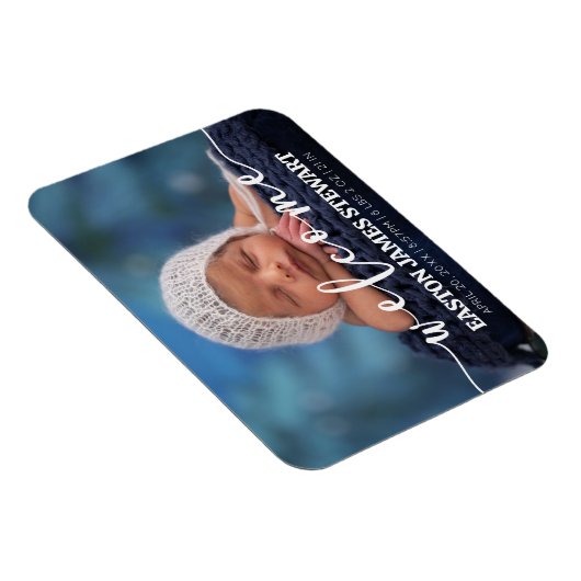 ミニマル写真ベビー誕生の発表カード マグネット (右側)