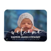 ミニマル写真ベビー誕生の発表カード マグネット (横)