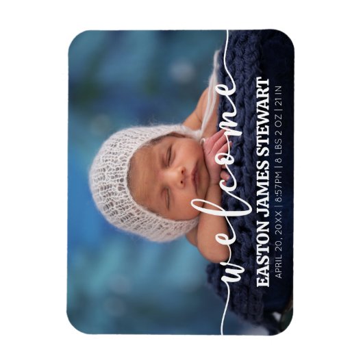 ミニマル写真ベビー誕生の発表カード マグネット (縦)