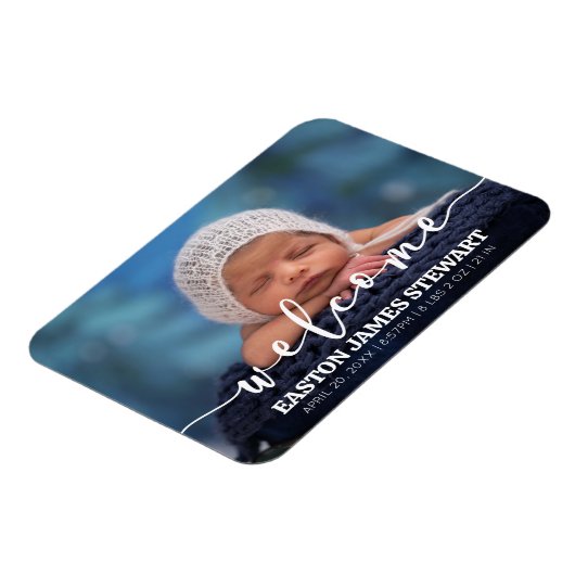 ミニマル写真ベビー誕生の発表カード マグネット (左側)