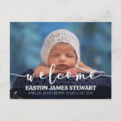 ミニマル写真ベビー誕生の発表カード 案内ポストカード (正面)