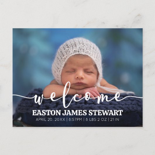 ミニマル写真ベビー誕生の発表カード 案内ポストカード (正面)