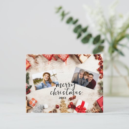 ミニマル写真ホリデーカード – カスタマイズ! シーズンポストカード (スタンド正面)
