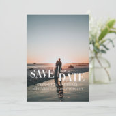 ミニマル写真ポートレート結婚式の日付を保存 招待状 (スタンド正面)