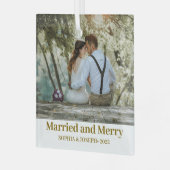 ミニマル写真メリーと新結婚した婚 ガラスオーナメント (正面左)