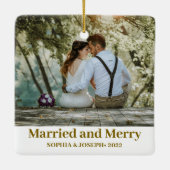ミニマル写真メリーと新結婚した婚 セラミックオーナメント (裏面)
