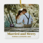 ミニマル写真メリーと新結婚した婚 セラミックオーナメント (正面)
