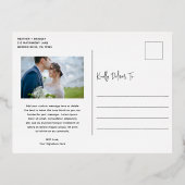 ミニマル写真モダンありがとう 箔招待状ポストカード (裏面)