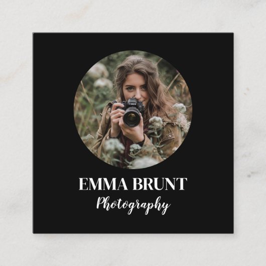 ミニマル写真モダンとプロフェッショナル スクエア名刺 (正面)