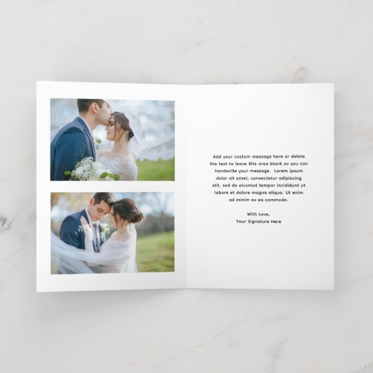 ミニマル写真モダンの結婚ありがとう 箔グリーティングカード (内側レイダウン)