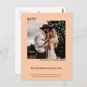 ミニマル写真モダンコーラルピーチウェディングRSVP ポストカード (正面/裏面)