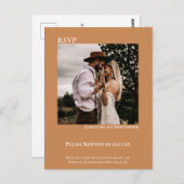 ミニマル写真モダンゴールデンタンウェディングRSVP ポストカード (正面/裏面)