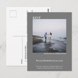 ミニマル写真モダンシンプルグレー結婚式RSVP ポストカード