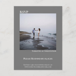 ミニマル写真モダンシンプルグレー結婚式RSVP ポストカード