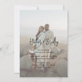 ミニマル写真モダン婚約パーティ 招待状