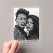 ミニマル写真モダン結婚式の日付の保存 アクリル招待状 (インサイチュ (ポータブル))