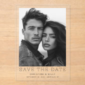 ミニマル写真モダン結婚式の日付の保存 アクリル招待状 (正面)