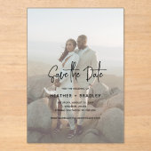 ミニマル写真モダン結婚式の日付の保存 アクリル招待状 (正面)