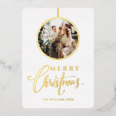 ミニマル写真モダン金ゴールドクリスマス 箔シーズンカード (正面)