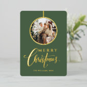 ミニマル写真モダン金ゴールドクリスマス 箔シーズンカード (立ち正面)