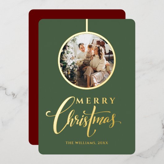 ミニマル写真モダン金ゴールドクリスマス 箔シーズンカード (正面/裏面)