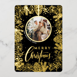 ミニマル写真モダン金ゴールドクリスマス 箔シーズンカード