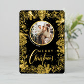 ミニマル写真モダン金ゴールドクリスマス 箔シーズンカード (立ち正面)