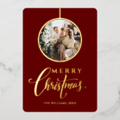 ミニマル写真モダン金ゴールドクリスマス 箔シーズンカード (正面)