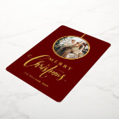 ミニマル写真モダン金ゴールドクリスマス 箔シーズンカード (回転した状態)