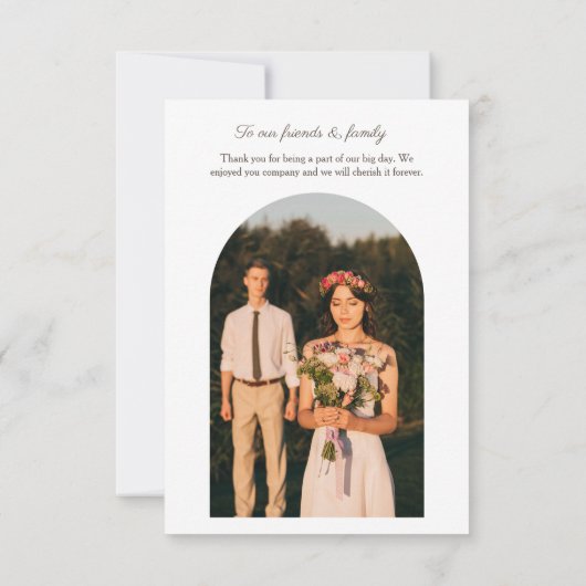 ミニマル写真モダンArch結婚's Thank You サンキューカード (裏面)