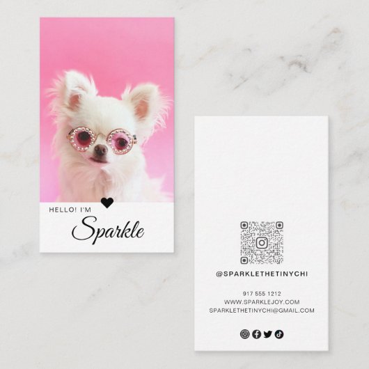 ミニマル写真モダンQRコード 名刺 (正面/裏面)