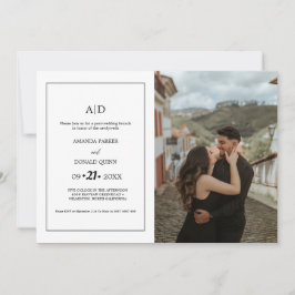 ミニマル写真モノグラムプレ結婚スのブランチ 招待状