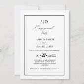 ミニマル写真モノグラム婚約パーティ 招待状 (裏面)