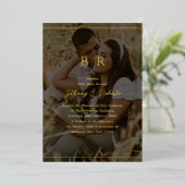 ミニマル写真モノグラム結婚ズ 箔招待状 (立ち正面)