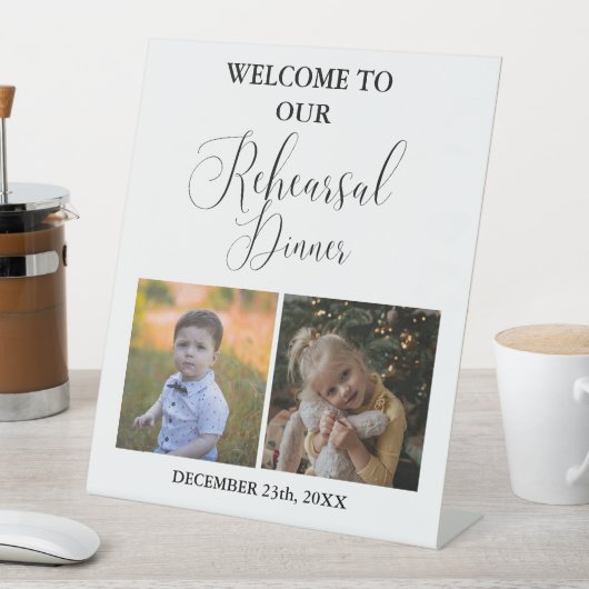 ミニマル写真リハーサル夕食歓迎サイン 台座サイン (インサイチュ)