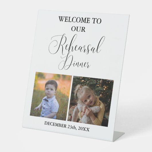 ミニマル写真リハーサル夕食歓迎サイン 台座サイン (正面)