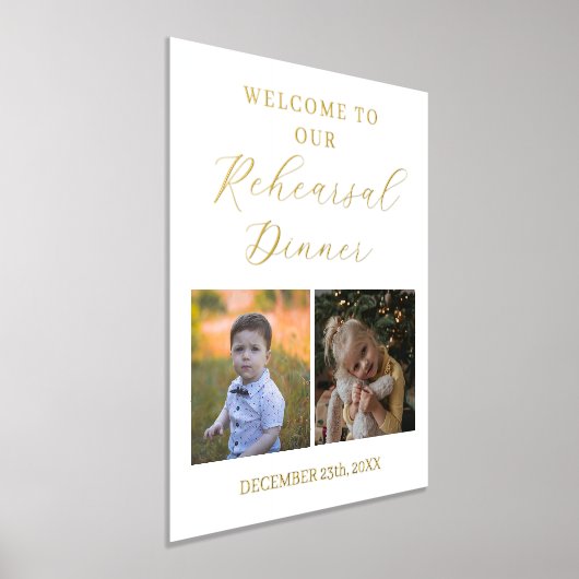 ミニマル写真リハーサル夕食歓迎サイン 箔ポスター (レイダウン)
