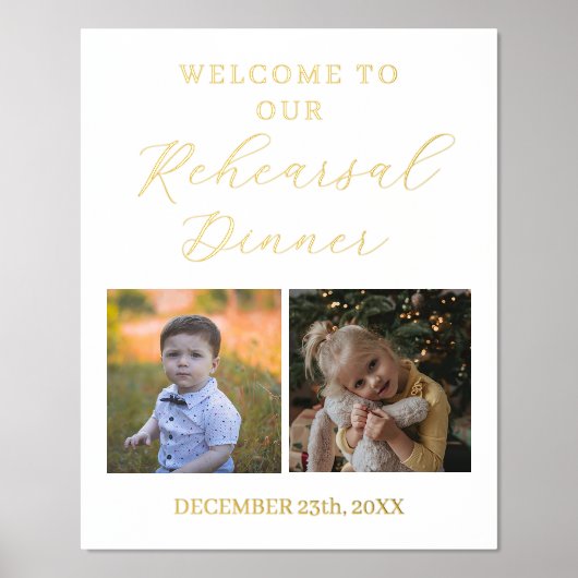 ミニマル写真リハーサル夕食歓迎サイン 箔ポスター (正面)